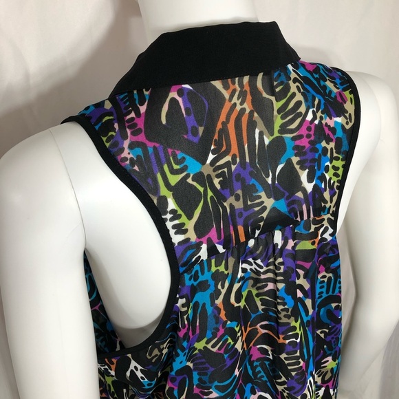 Nicole Miller Bright Patterned Sleeveless Tunic Top - Picture 4 of 6